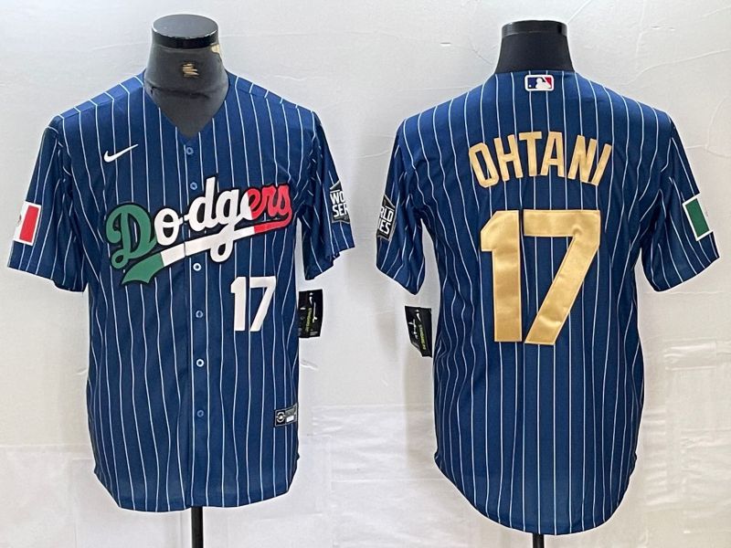 Men Los Angeles Dodgers #17 Ohtani Blue Stripe Nike Game MLB Jersey style 31